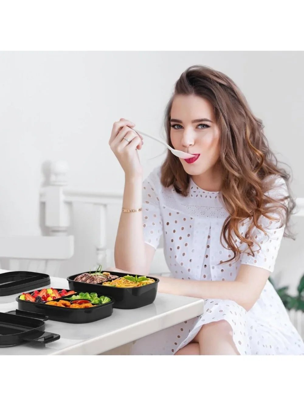 Versatile Bento Box for Adults - 8 Compartment Lunch Container, Microwave